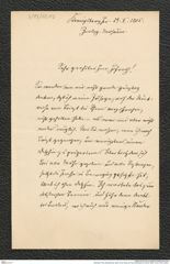 Nachlass Franz Steindachner, Brief von M. Braun an Franz Steindachner (29.05.1905), Inv.Nr. 55.03, Seite 1